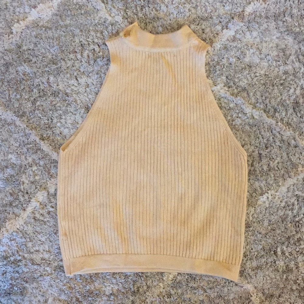 Pastel Light Beige Khaki Halter Crop Top